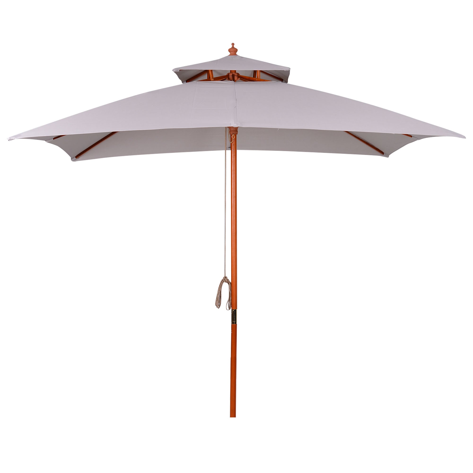3 Piece Large Outdoor Garden Parasol with Double Tier Grey