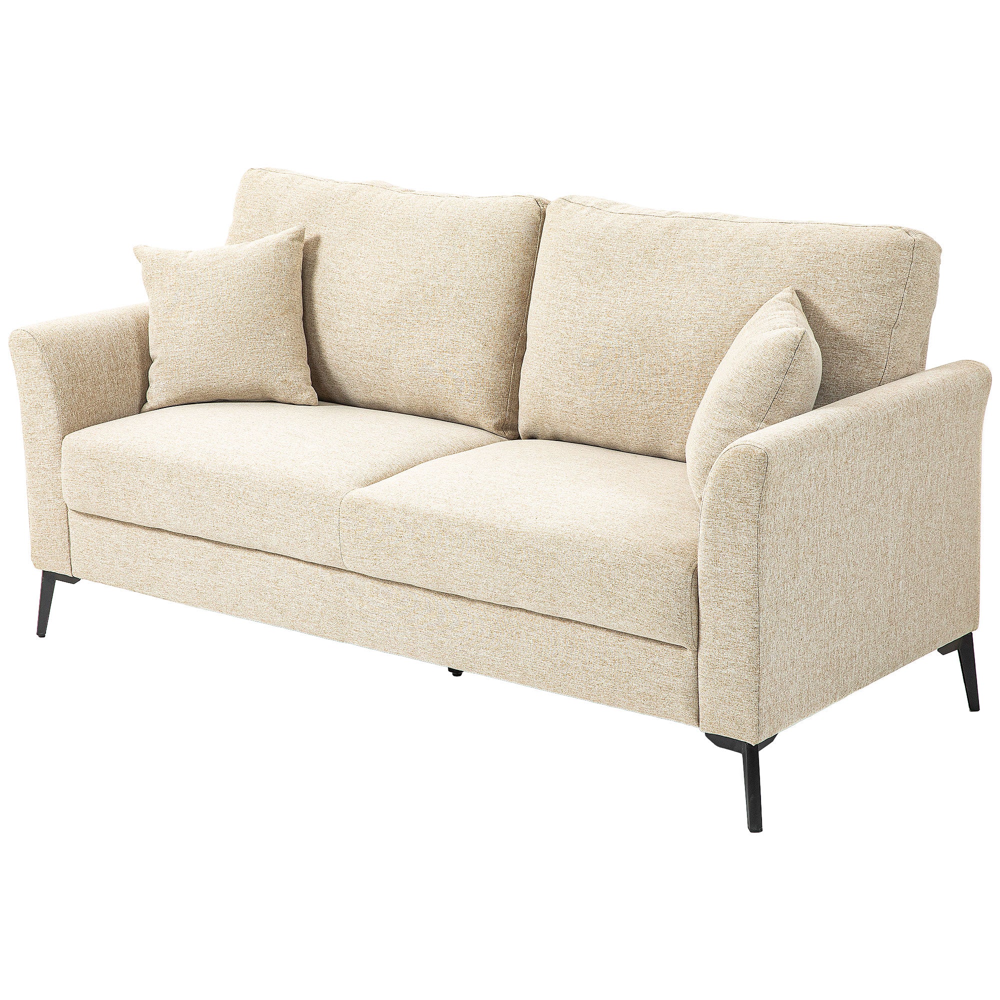 Modern 2 Seater Sofa, Linen Fabric Upholstered Loveseat Sofa with Metal Legs, Wood Frame and Padded Cushion for Living Room Bedroom Office, Beige