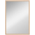 Wall Bathroom Mirror, 70 x 50 cm Wall-Mounted Mirror for Living Room, Bedroom, Hallway, Natural Wood