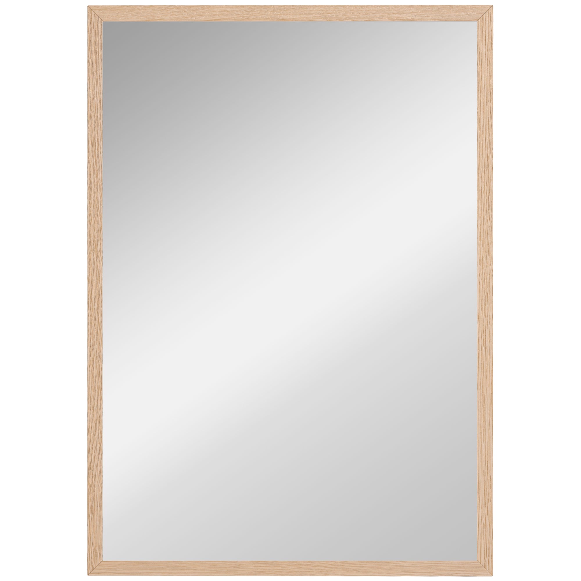 Wall Bathroom Mirror, 70 x 50 cm Wall-Mounted Mirror for Living Room, Bedroom, Hallway, Natural Wood