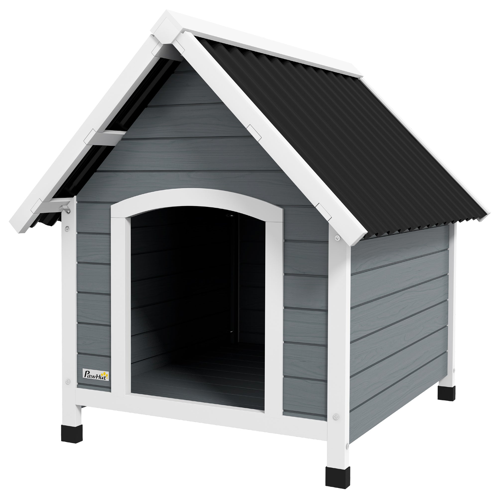 Outdoor Dog Kennel, Wooden Dog House, with Removable Floor, Anti-Corrosion Wood, for Medium Dogs, 82H x 75W x 88Dcm