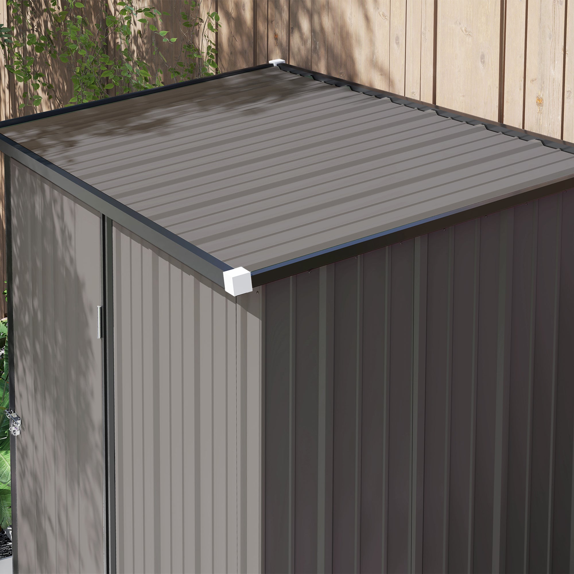 5.3 x 3.1ft Corrugated Steel Garden Shed - Robust Light Grey Storage
