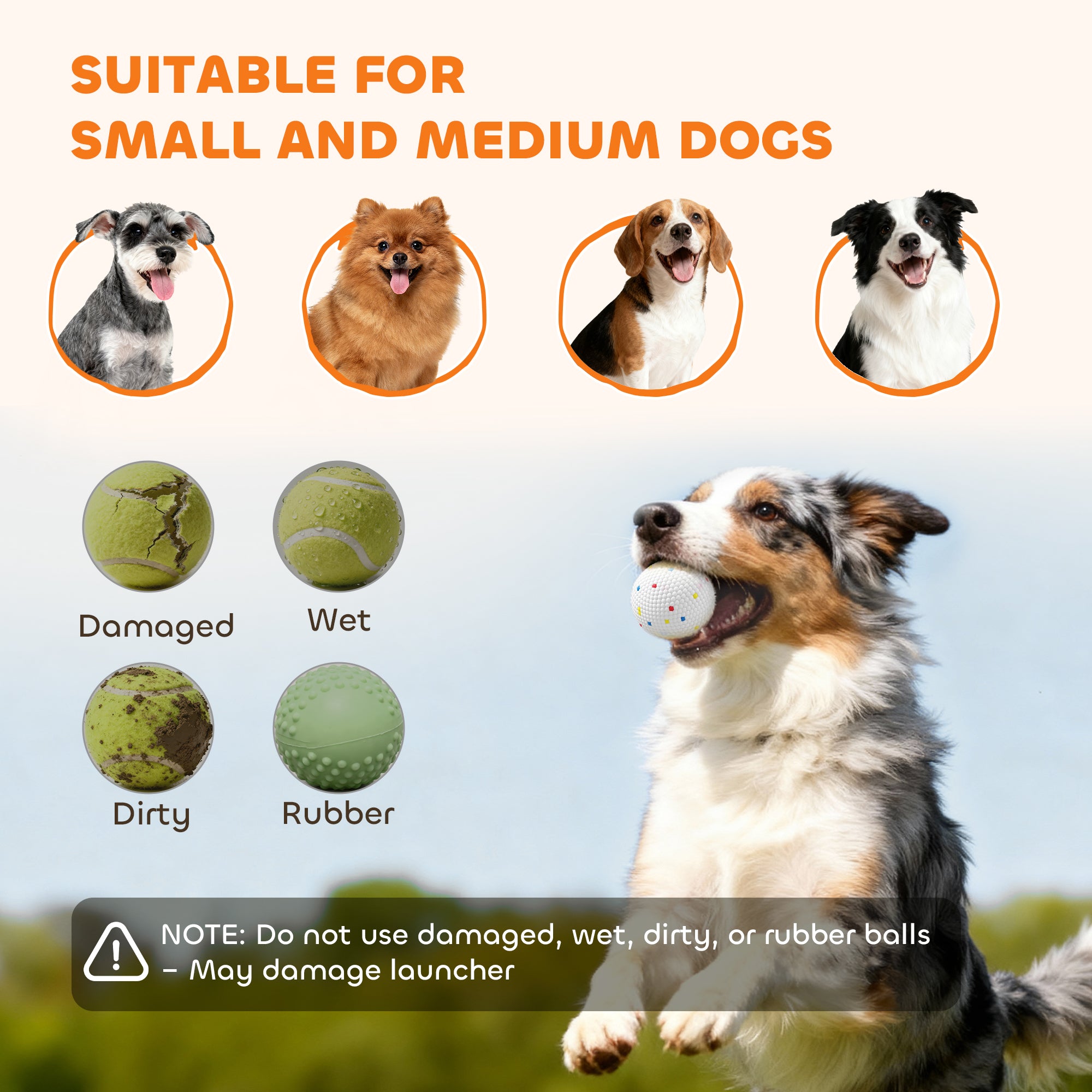 Automatic Dog Ball Launcher with 5 ETPU Tennis Balls 2.3", 3 Distance Settings 20/33/46ft, Green