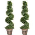 Set of 2 Artificial Plants, Topiary Spiral Cypressd Trees with Pot, for Home Indoor Outdoor Decor, 120cm