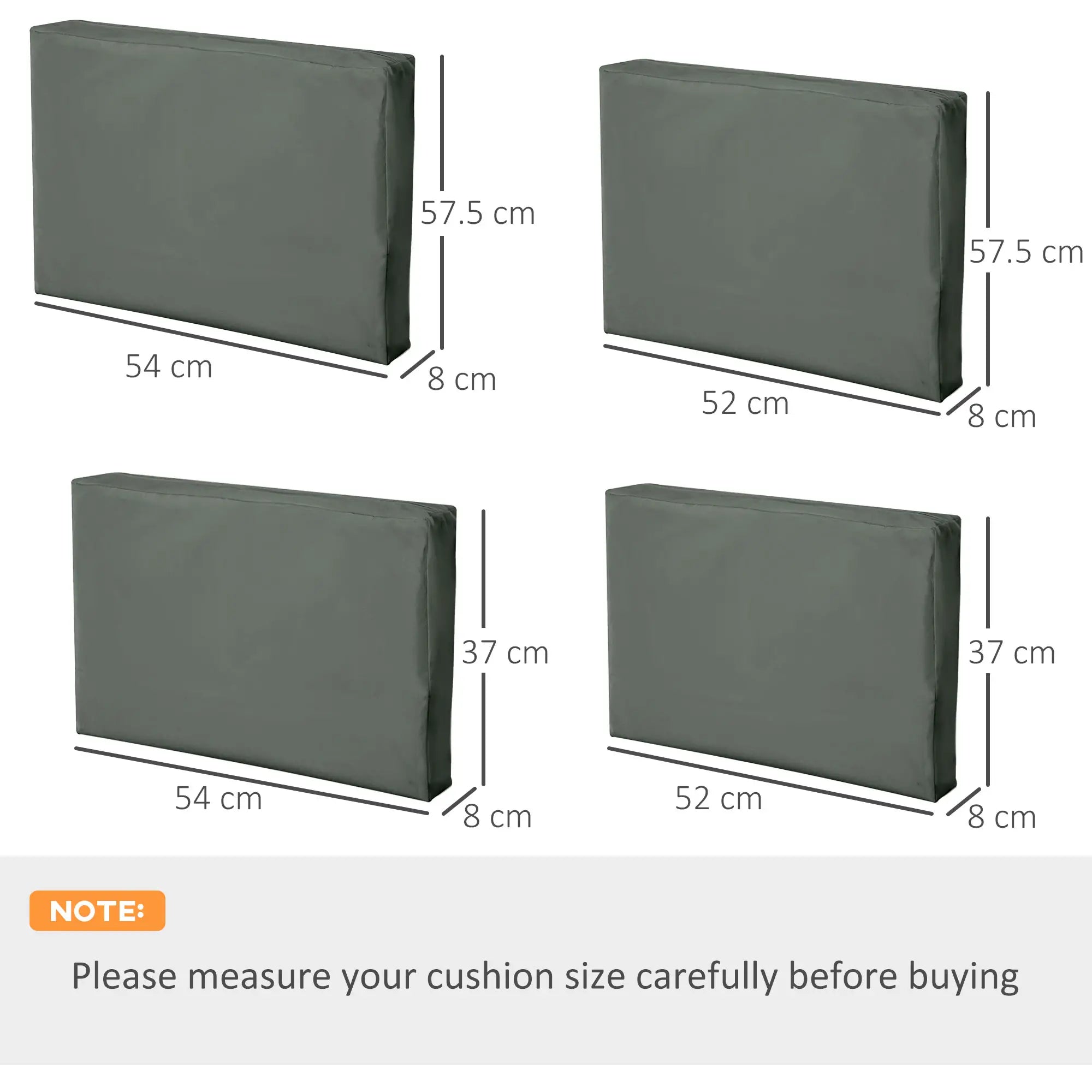 Set of 8 Durable Waterproof Polyester Outdoor Rattan Cushion Covers - Deep Grey