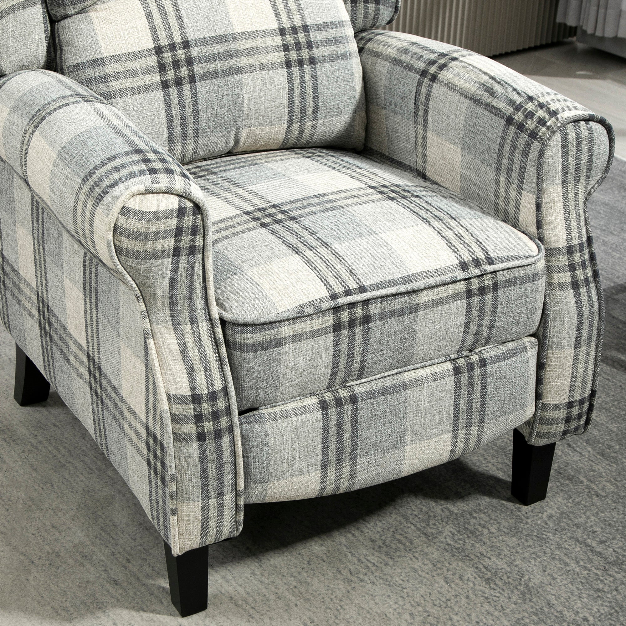 160° Reclining Armchair with Footrest Linen Upholstery - Grey
