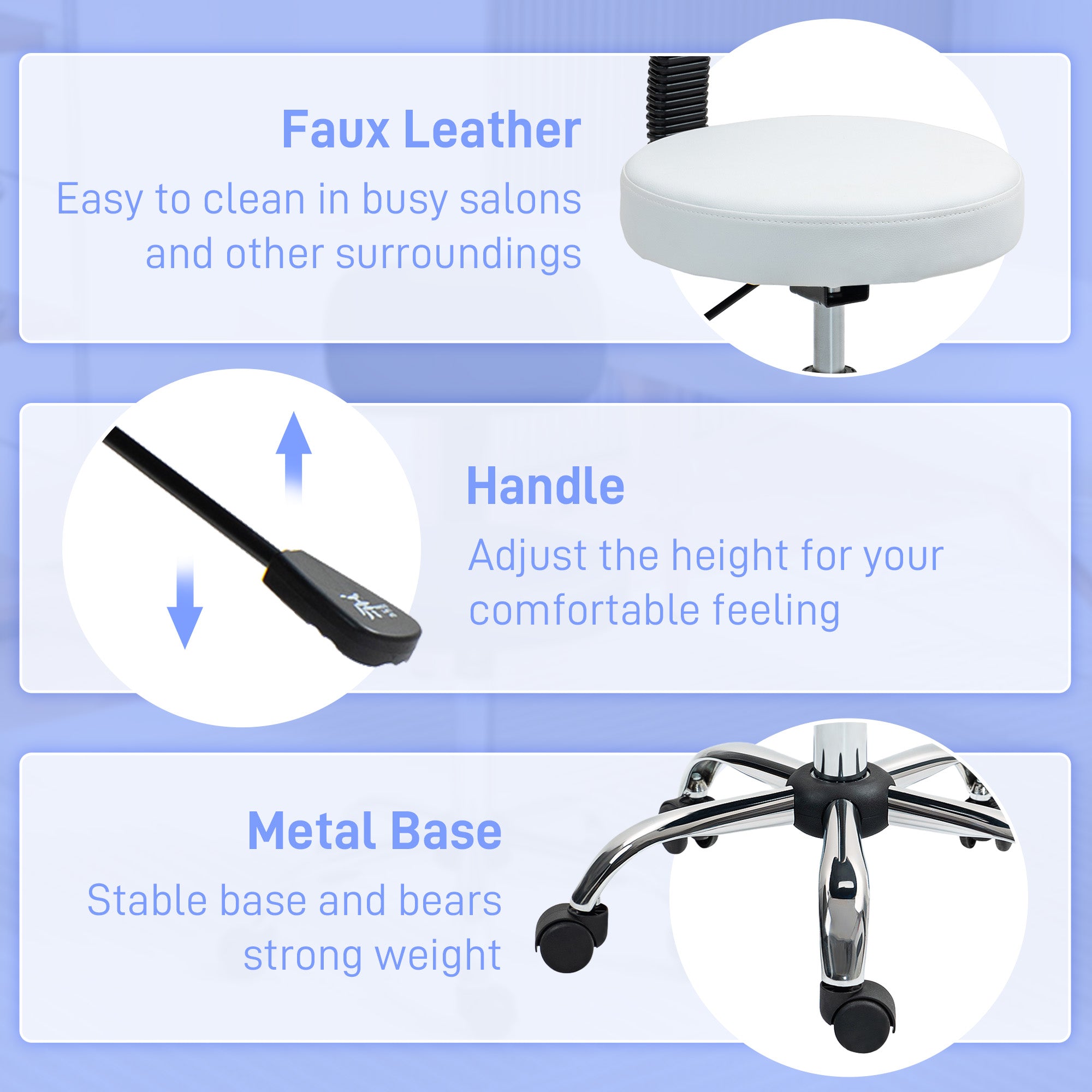 360° Swivel Seat Salon Stool - White