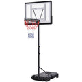 Adjustable 1.55-2.1m Basketball Hoop and Stand with Fillable Base and Wheels - Black and White