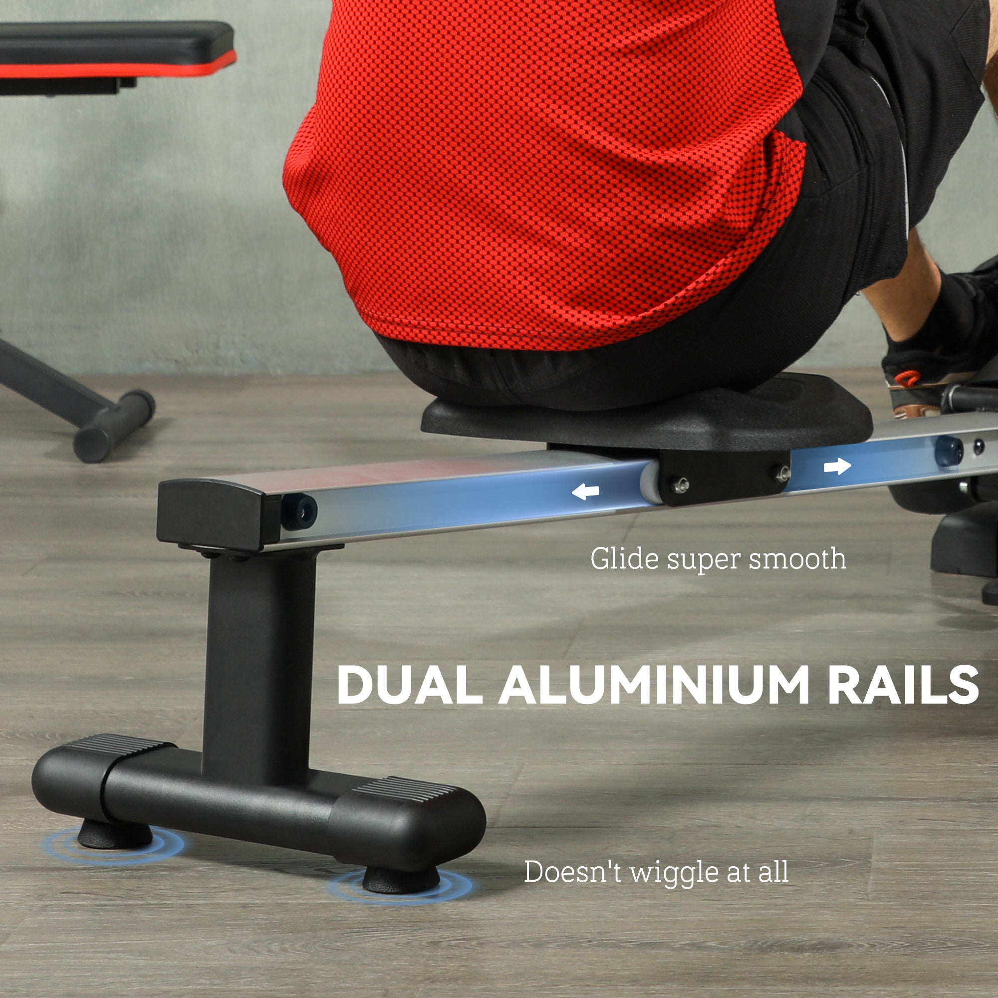 Folding Magnetic Rowing Machine with Dual Aluminium Slide Rail - Black