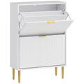 Elegant Two-Drawer Shoe Cabinet - White