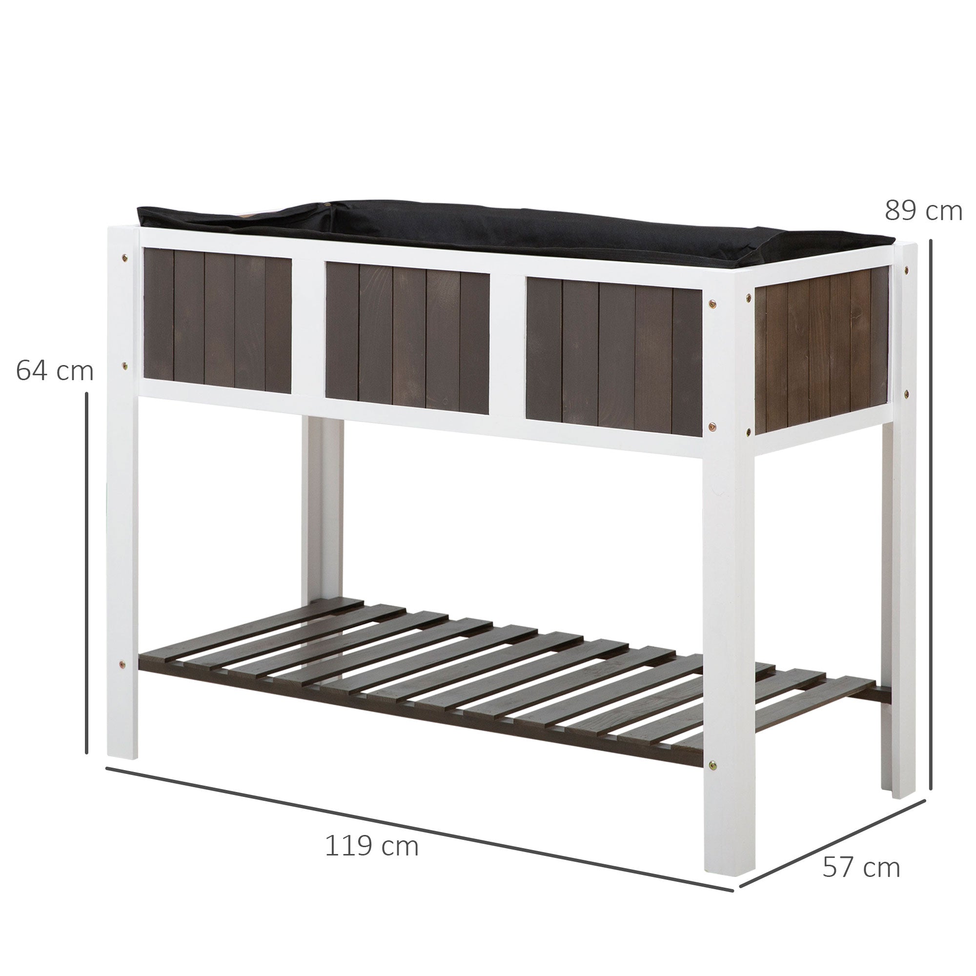 Wooden Raised Planters for Garden, Elevated Planter Box with Shelf for Vegetable Flower Herbe Outdoor/Indoor, 119x57x89cm