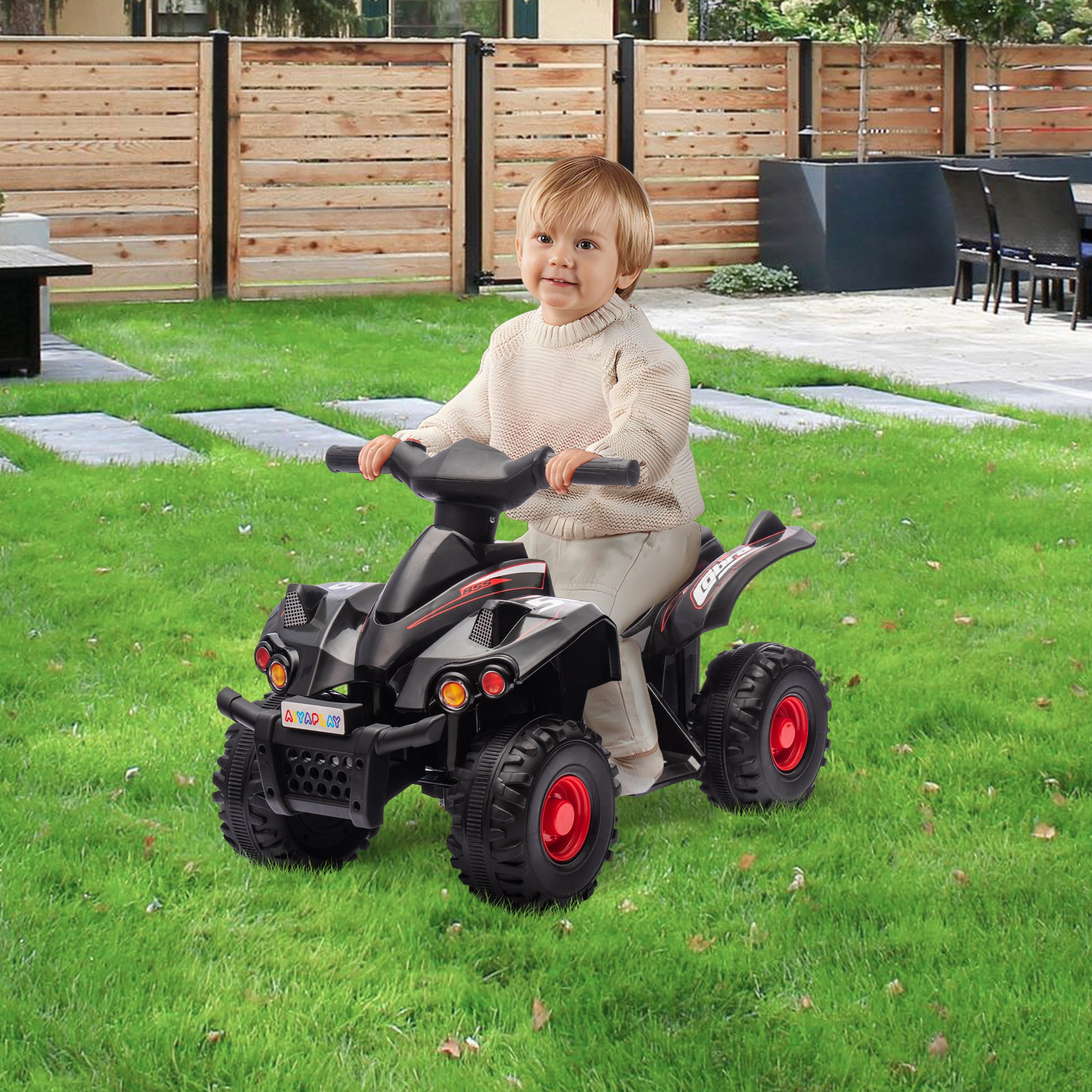6V Kids Electric Quad Bike w/ Music, Forward Function, for 2-6 Years, Black