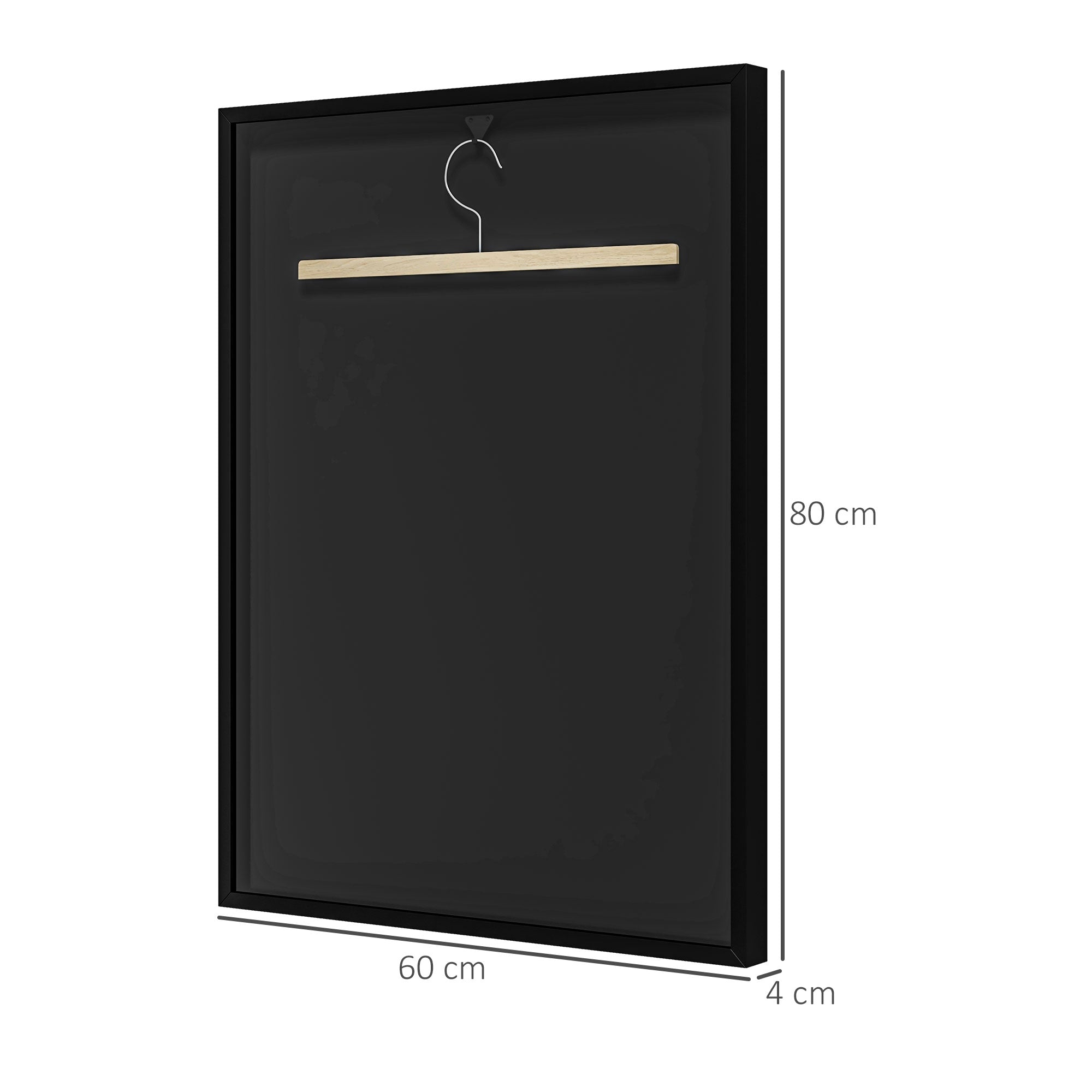 60 x 80cm Shirt Display Frame, with Inner Hook and Hanger - Black