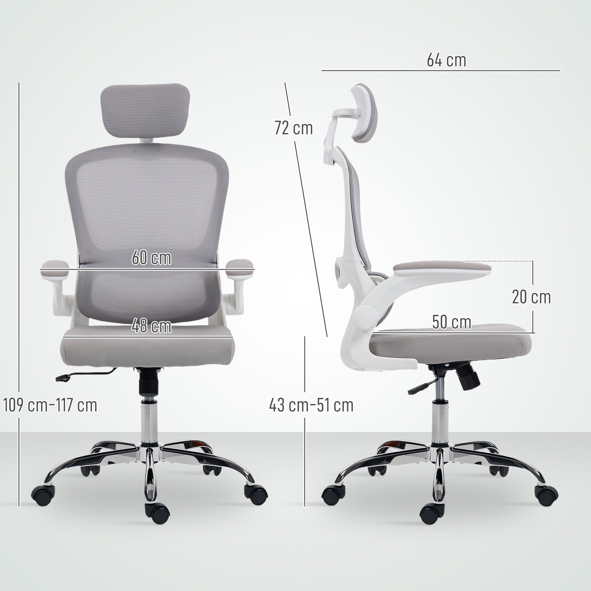 Mesh Back Office Chair, with Lumbar Support - Grey
