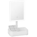 Makeup Mirror with Lights, Rechargeable Vanity Mirror w/ Touch Screen, 2 Lighting Modes and 180° Rotation, White