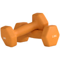 2 x 1.5kg Hexagonal Dumbbell Set with Non-Slip Grip for Home Gym Workout - Orange