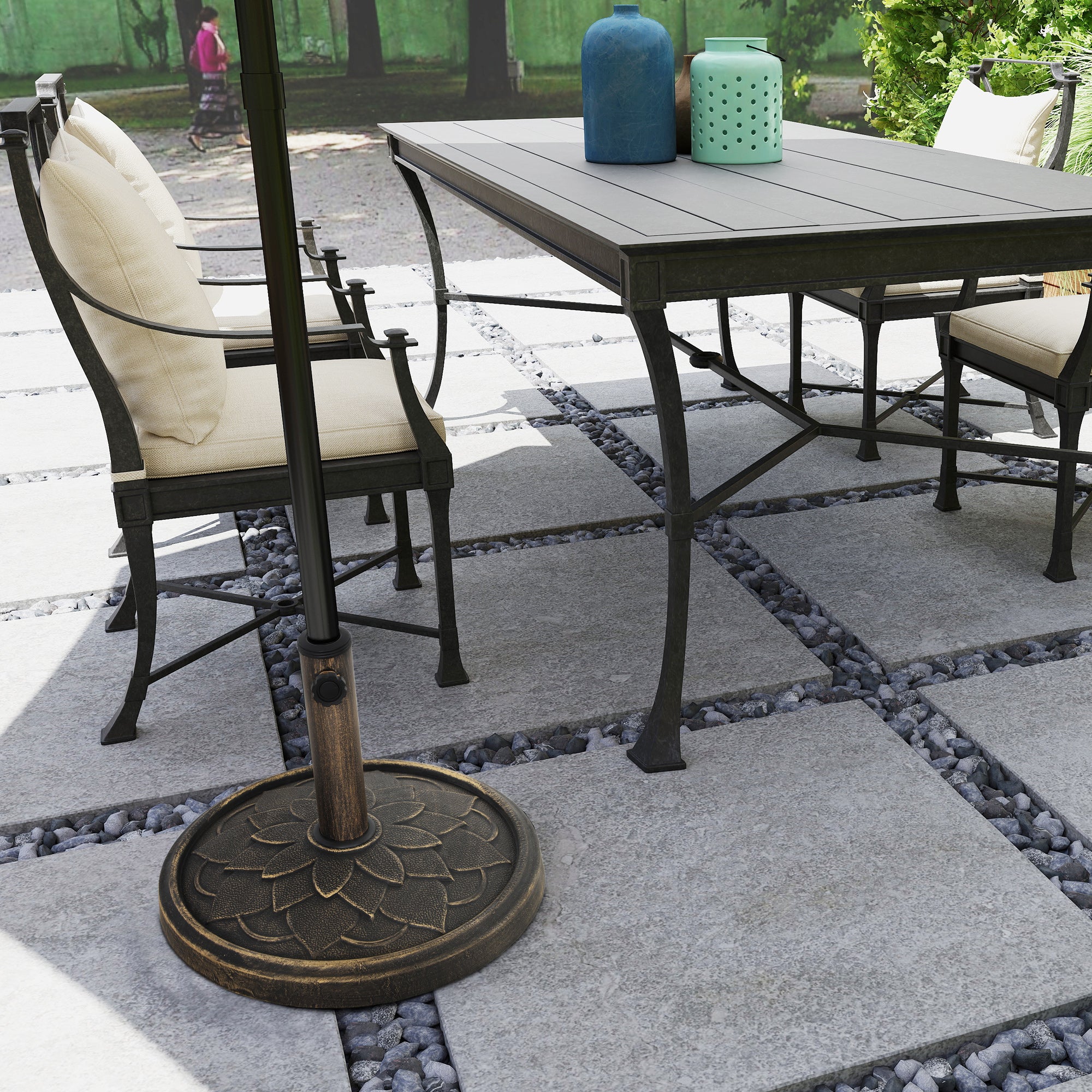 12kg Resin Garden Parasol Base Heavy Duty Umbrella Stand Bronze Tone