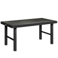 Metal Garden Coffee Table, Outdoor Side Table with SPC Woodgrain Tabletop for Outside, 100 x 52 x 46cm, Dark Grey