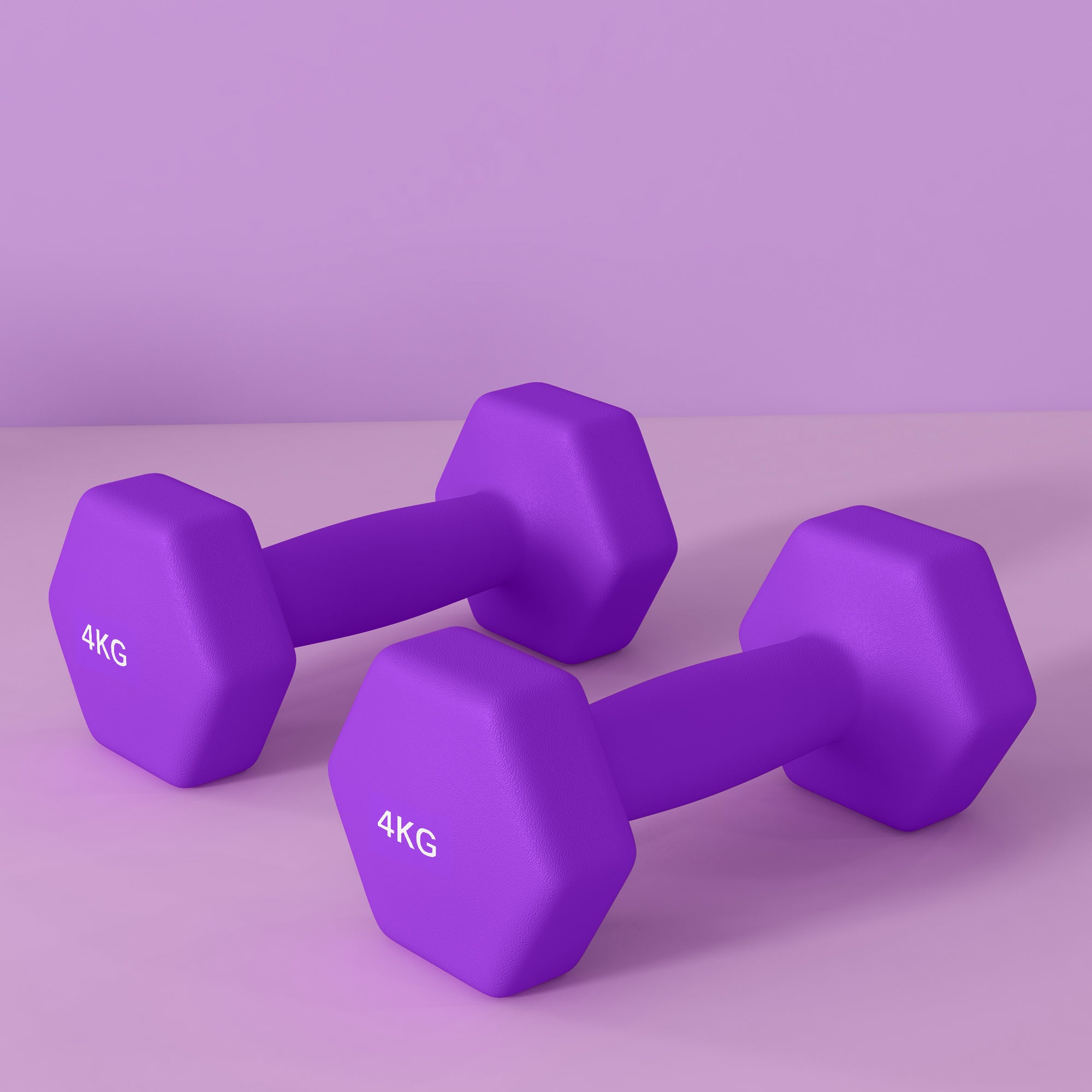 Set of 6 Hex Dumbbells, Weights Pair with Non-Slip Grip, Home Gym Fitness Training Equipment, 2 x 3kg, 2 x 4kg, 2 x 5kg, Pink, Purple, Green