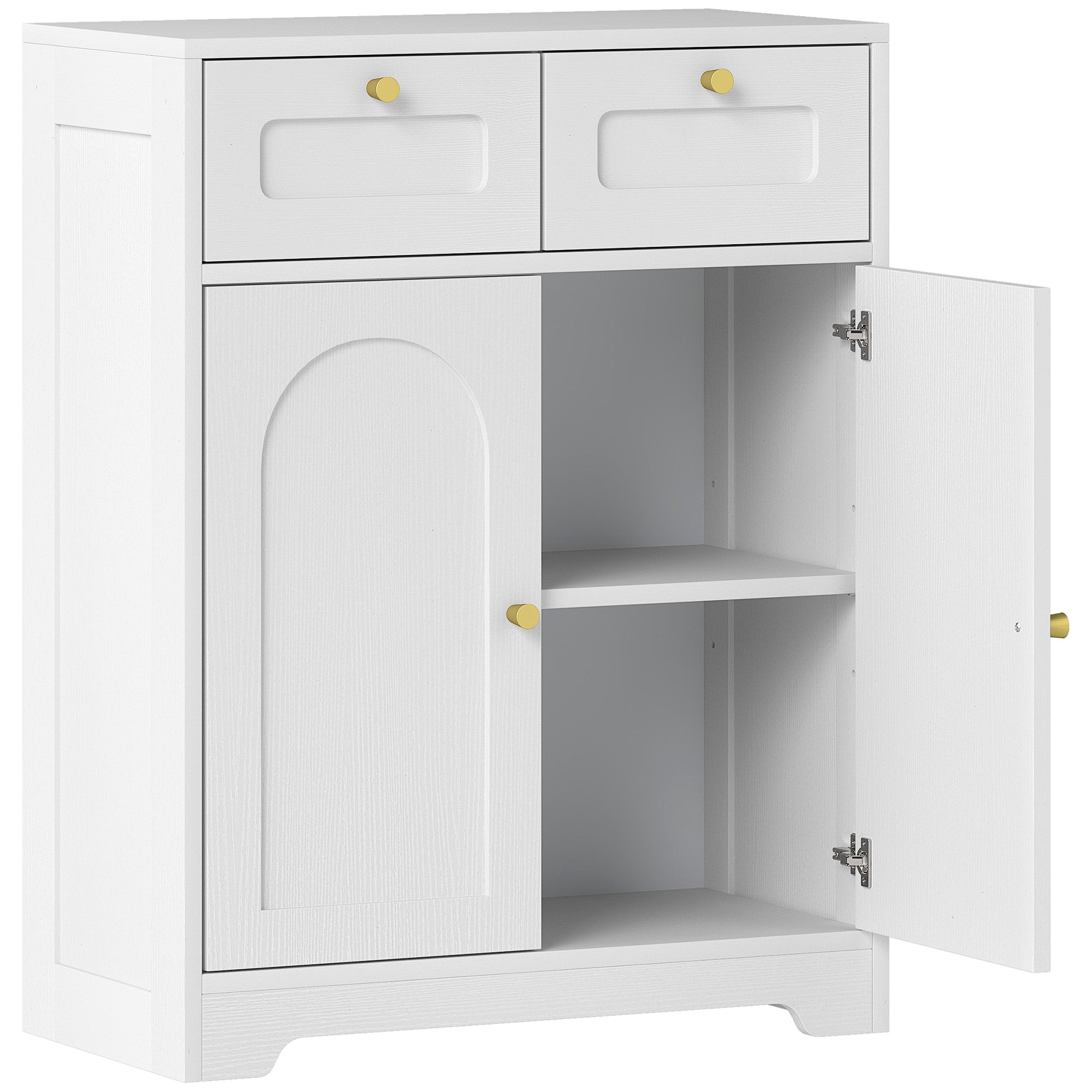 Bathroom Floor Cabinet with 2 Drawers - White
