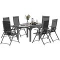 7 Piece Outdoor Extendable Dining Set with Folding Chairs - Grey