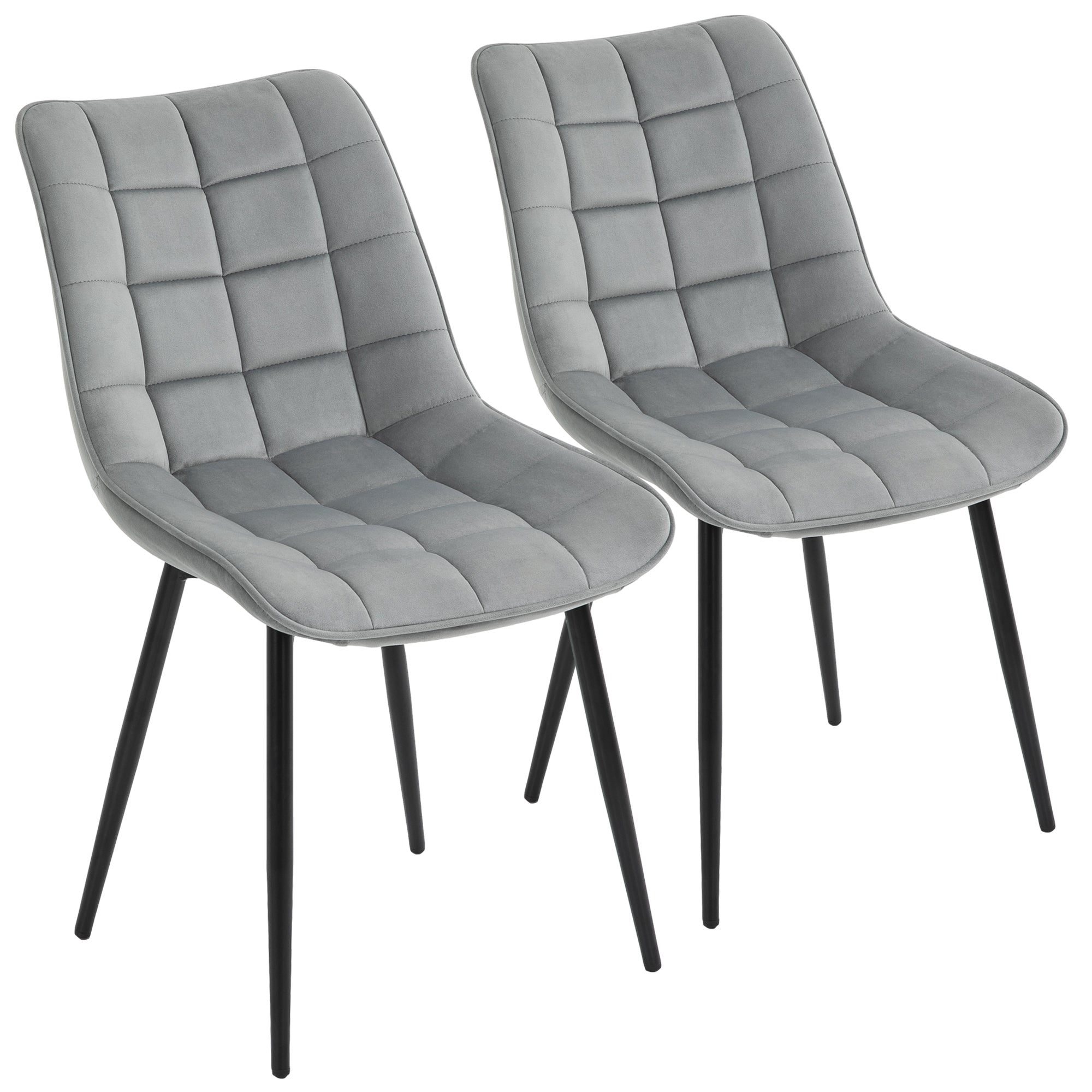 Upholstered Velvet-Touch Fabric Dining Chairs with Metal Legs, Set of 2