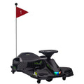 12V Kids Electric Go Kart with LED Lights, Music & Slow Start - Black