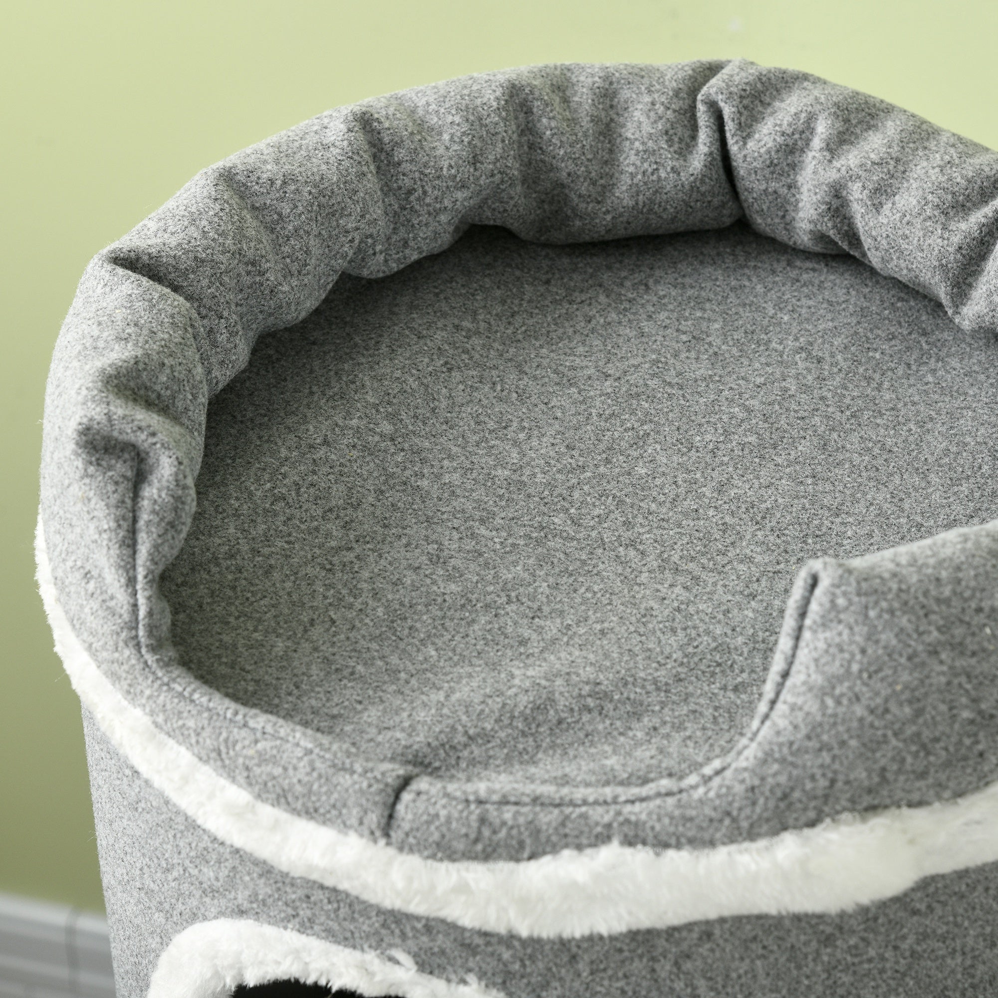 Barrel Shaped Cat Tree with Sisal Scratching Posts, Cat Bed, Platforms, Hanging Ball, Grey, Grey