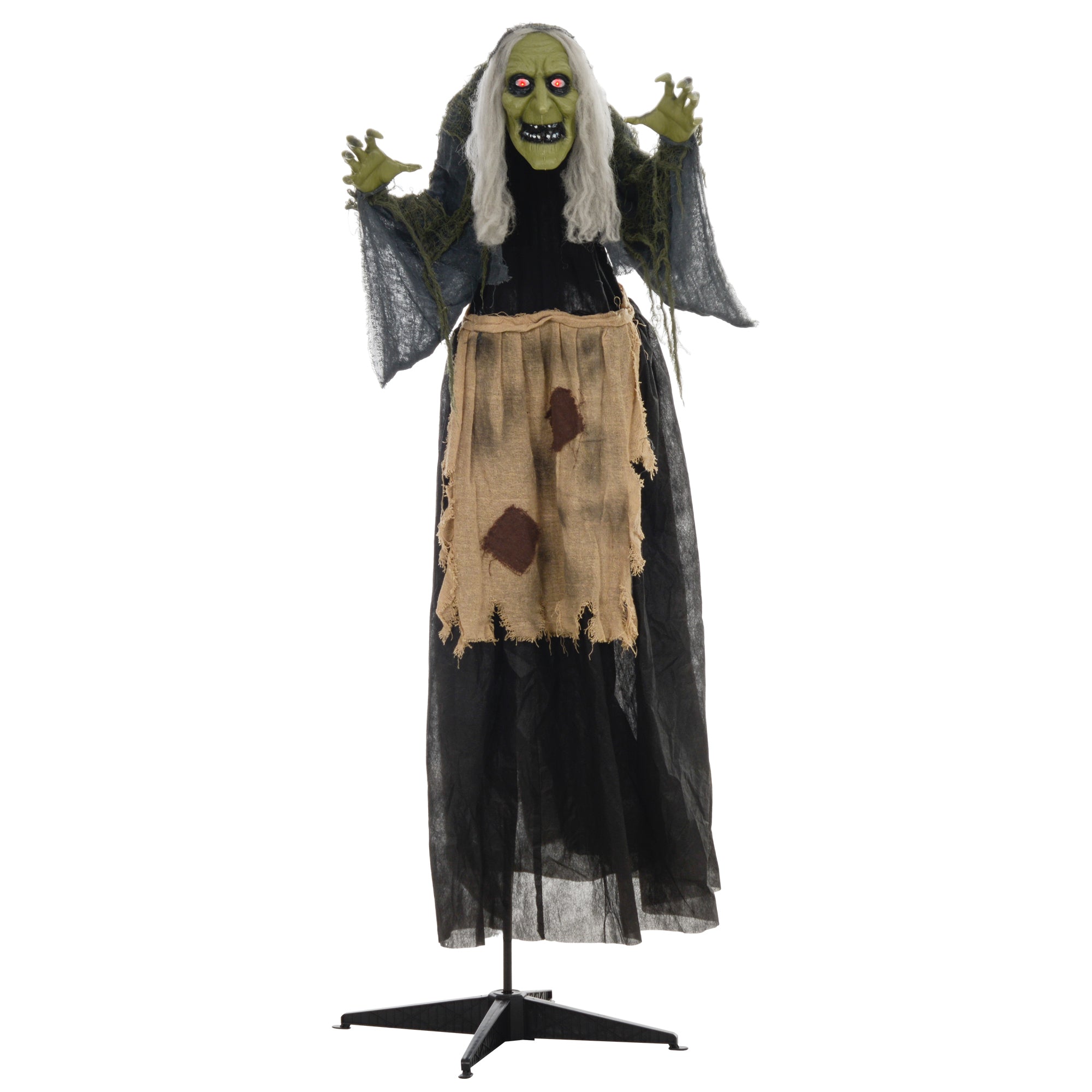 5'2" Hunchback Witch Halloween Animatronic, with Glowing Eyes