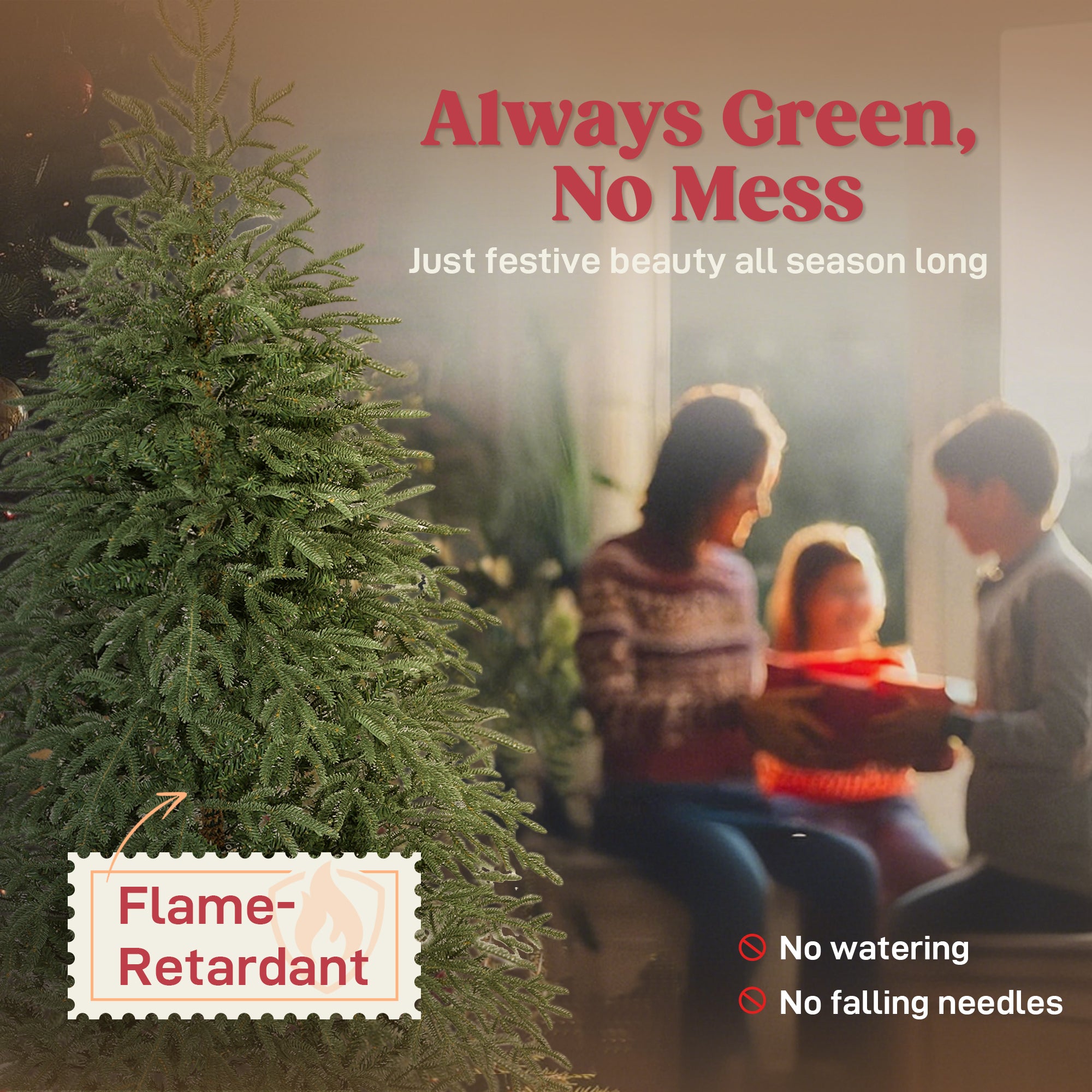 6 ft Full Spruce Christmas Tree with Realistic Dense Tips, Easy Assembly - Green