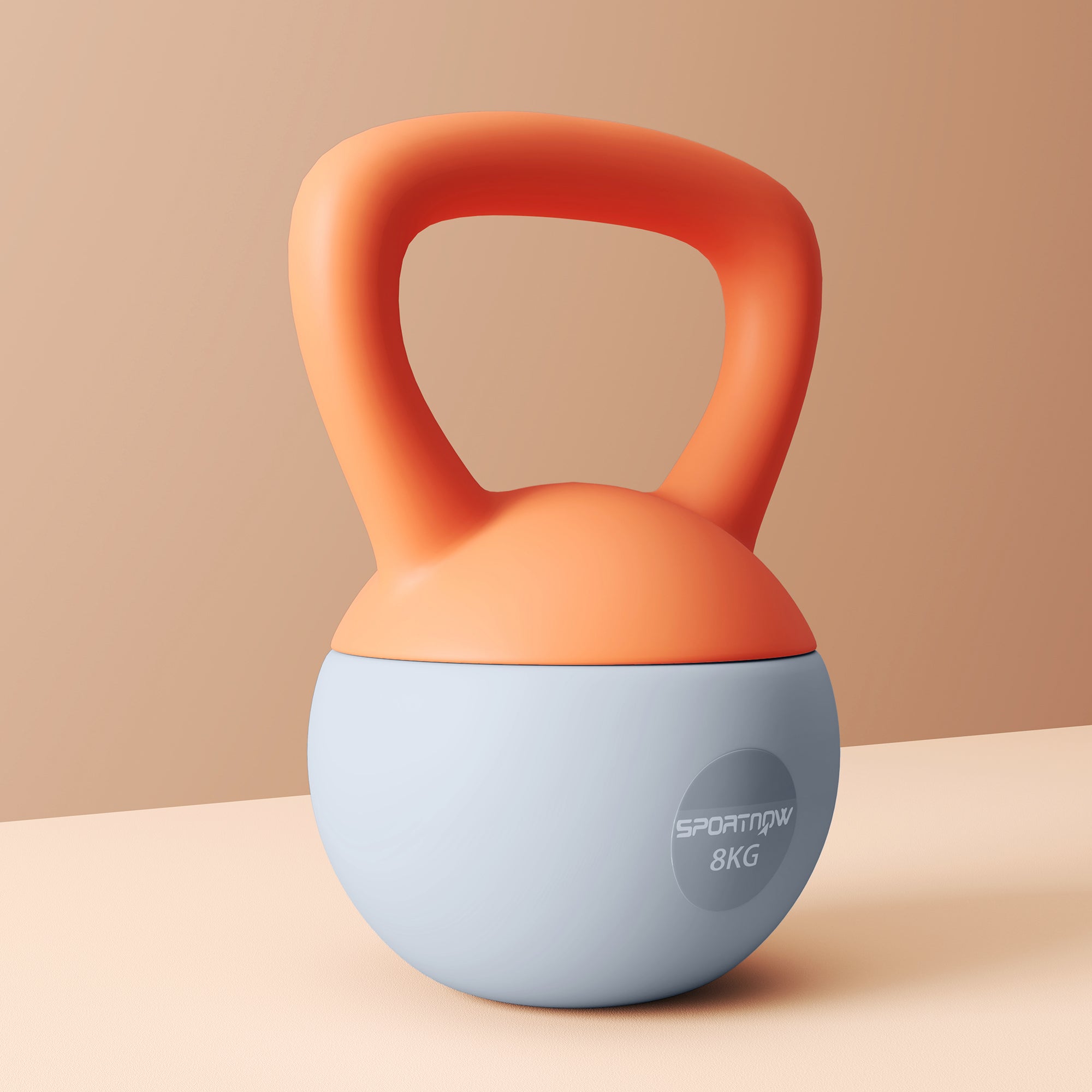 Soft Kettlebell, 8kg Kettle Bell with Non-Slip Handle for Home Gym Weight Lifting and Strength Training, Orange and Grey