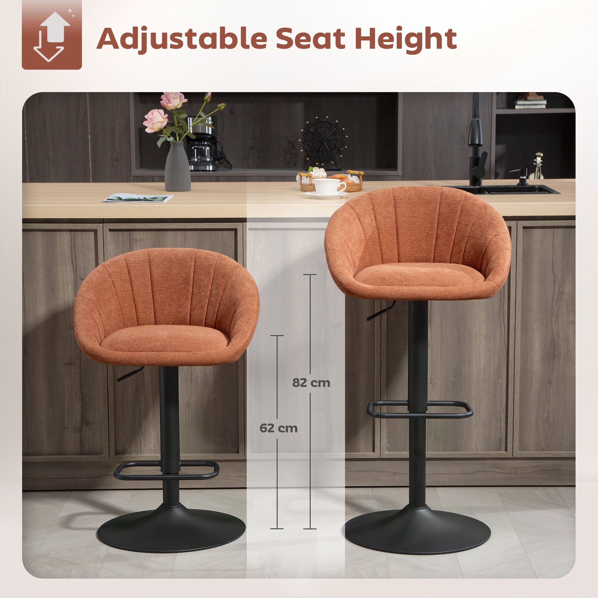 Set of Two Relaxed Tub Bar Stools - Orange