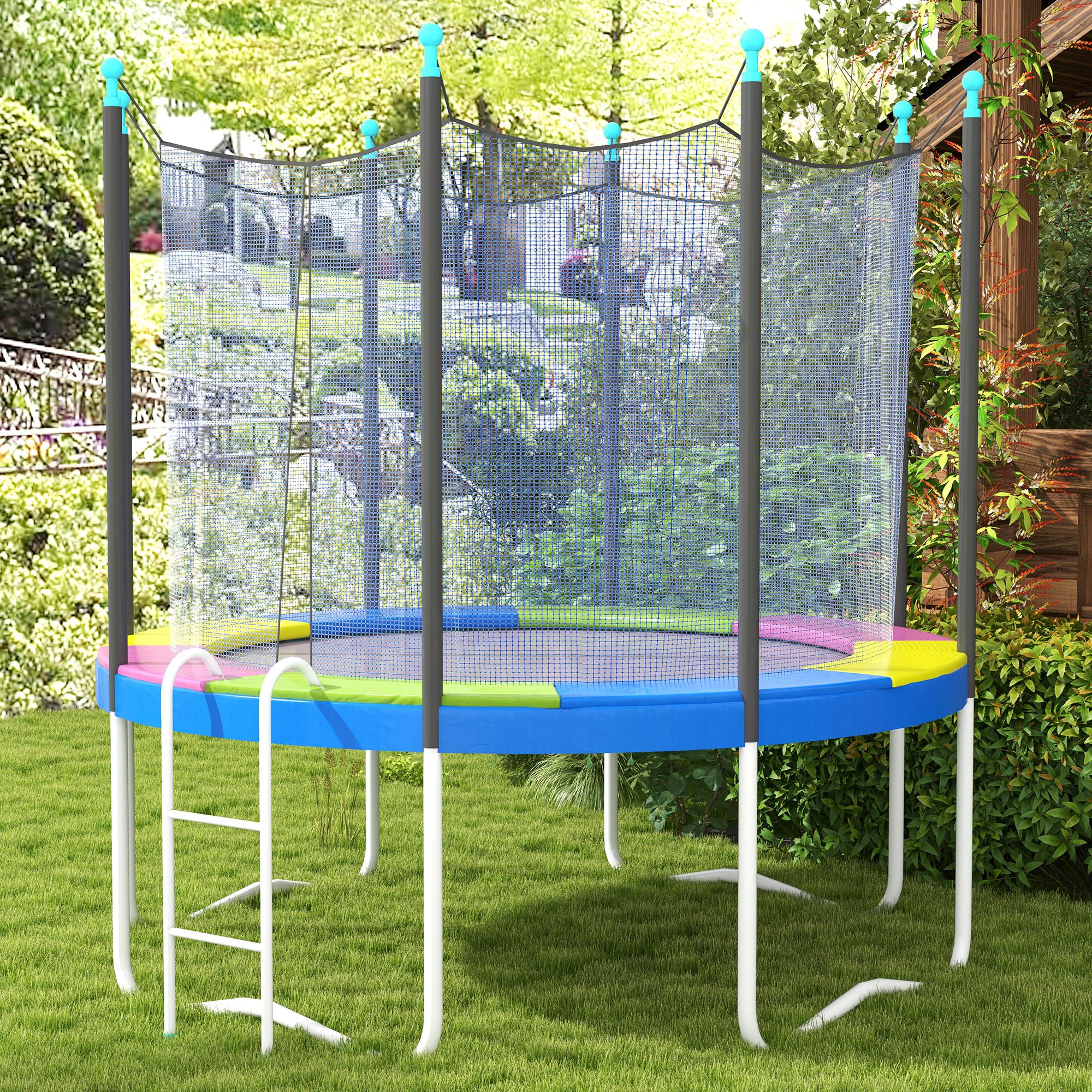8FT Trampoline Spring Cover Replacement Pad with Elastic Cord - Multi-Coloured