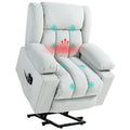 Power Lift Riser Recliner Chair with Heat, Massage & USB Ports - Light Grey Velvet Feel