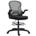 Adjustable Mesh Standing Desk Chair with Lumbar Support, Flip-up Armrests & Footrest Ring - Dark Grey