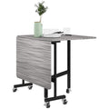 Six-Seater Drop-Leaf Dining Table with Wheels - Grey Wood-Effect