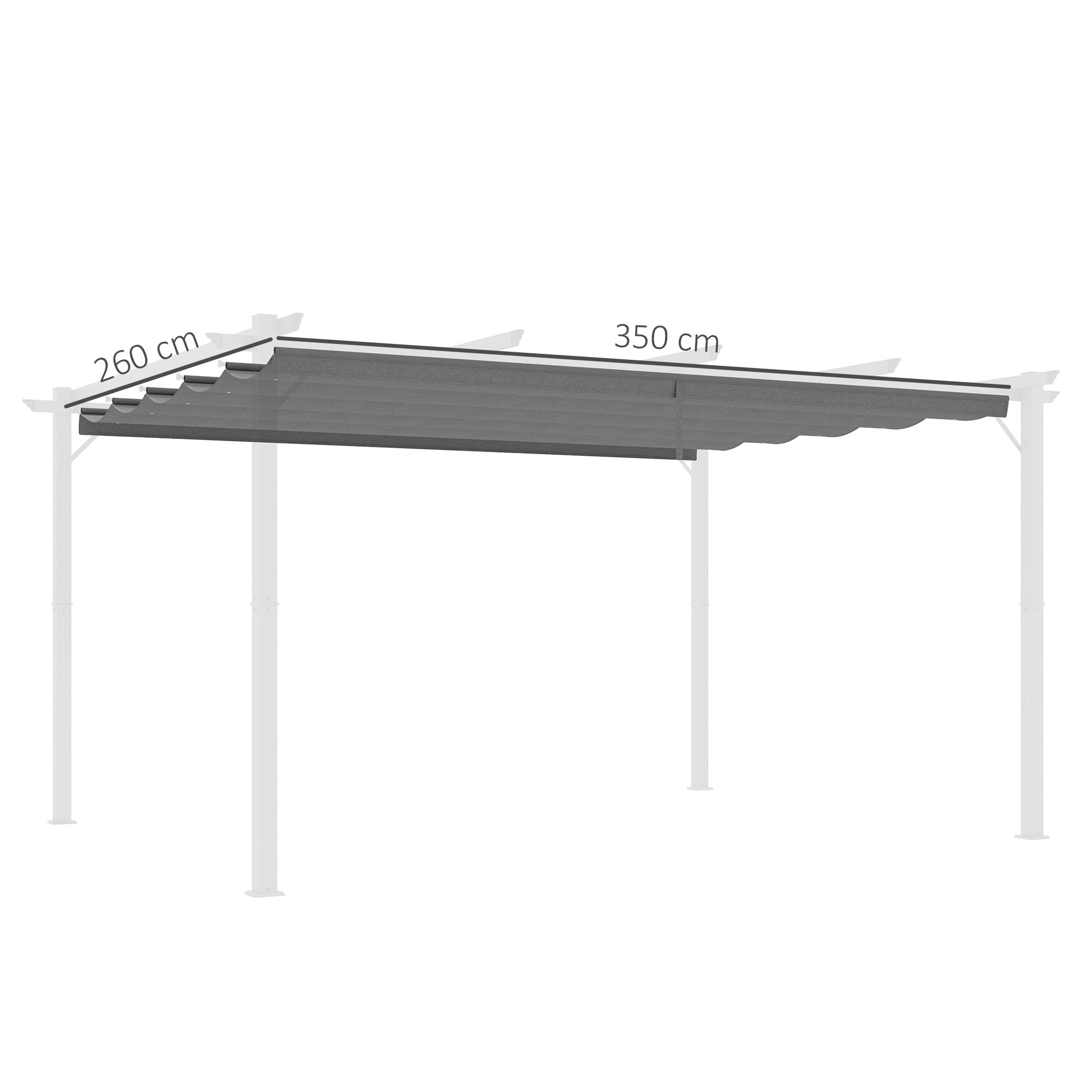 Retractable Pergola Shade Cover, Replacement Canopy for 4 x 3 (m) Pergola, Retractable Roof, Light Grey