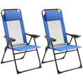 Folding Garden Chairs Set of 2, 5-Position Recliner Camping Chair with High Back, All Weather Texteline Seat, Portable Outdoor Dining Chairs with Headrests for Patio, Picnic, Blue