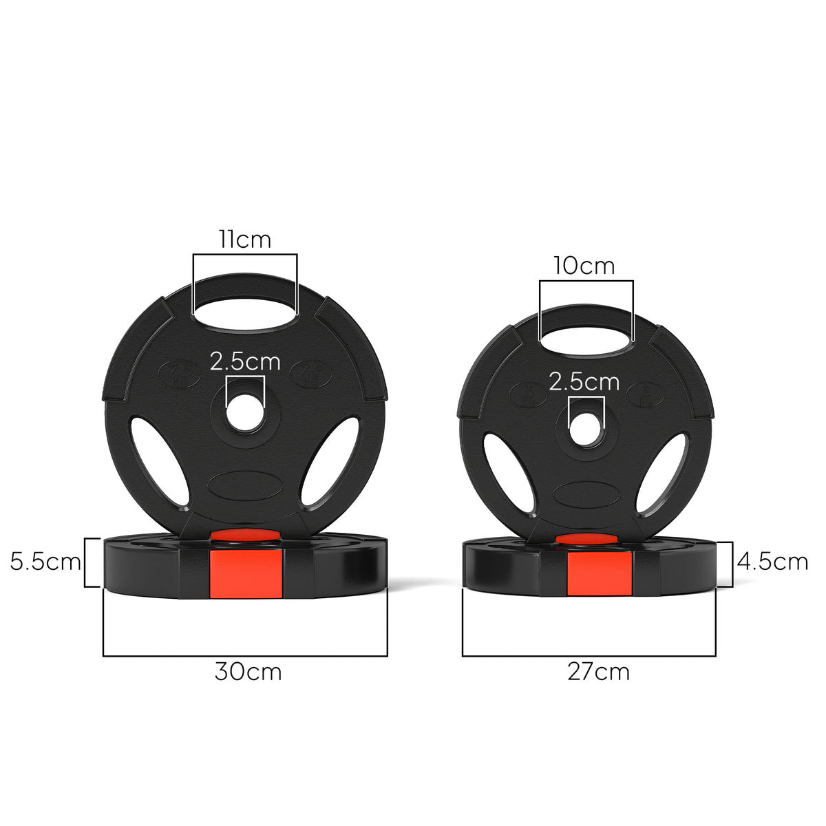 Weight Plates Set, with Two 7.5kg and Two 5kg weights, Black