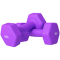 Set of 2 Hexagonal 4kg Dumbbells with Non-Slip Grip - Purple