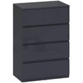 High Gloss Chest of Drawers, 4-Drawer Storage Cabinets, Modern Dresser for Bedroom, Grey