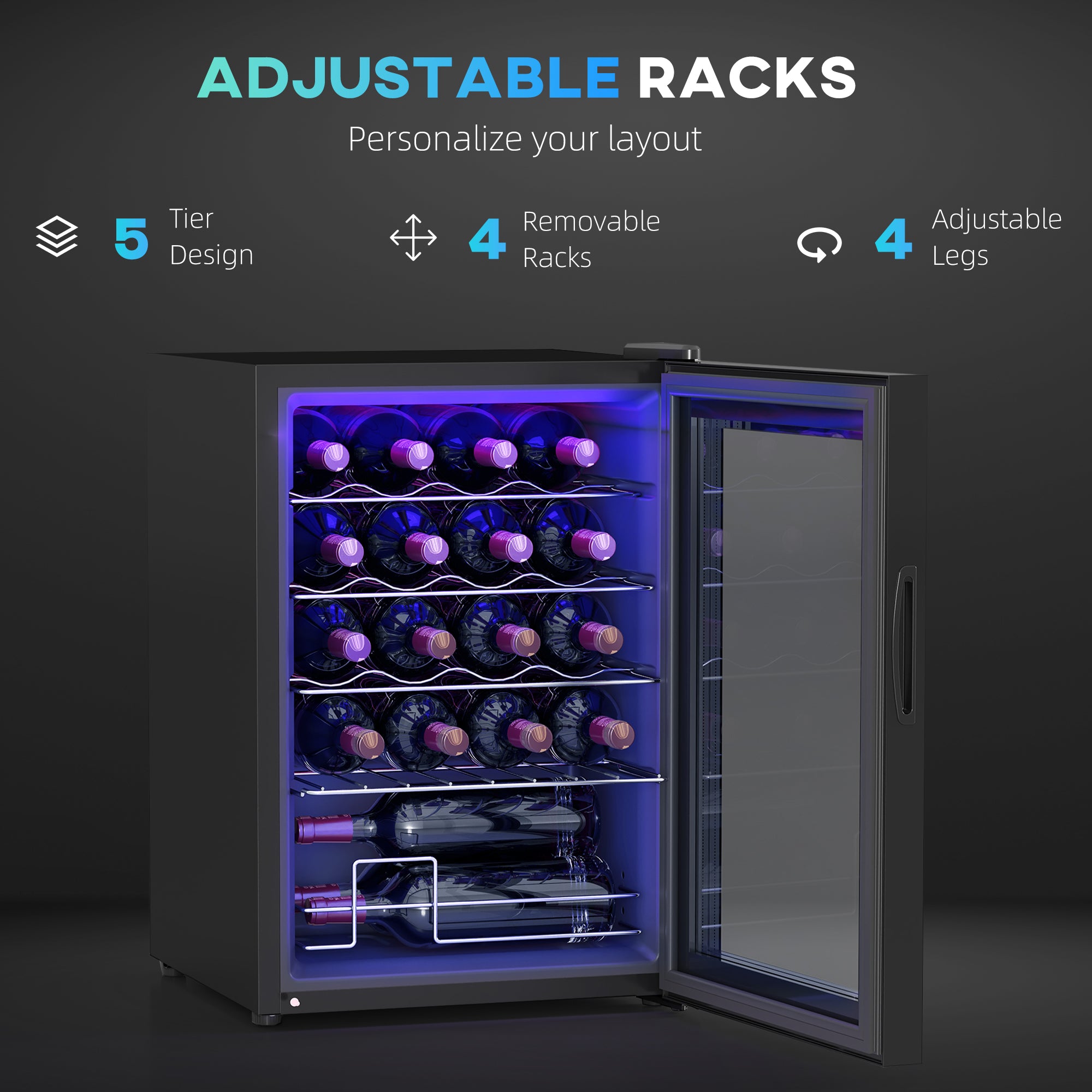 20 Bottle 5-18℃ Countertop Wine Fridge - Black