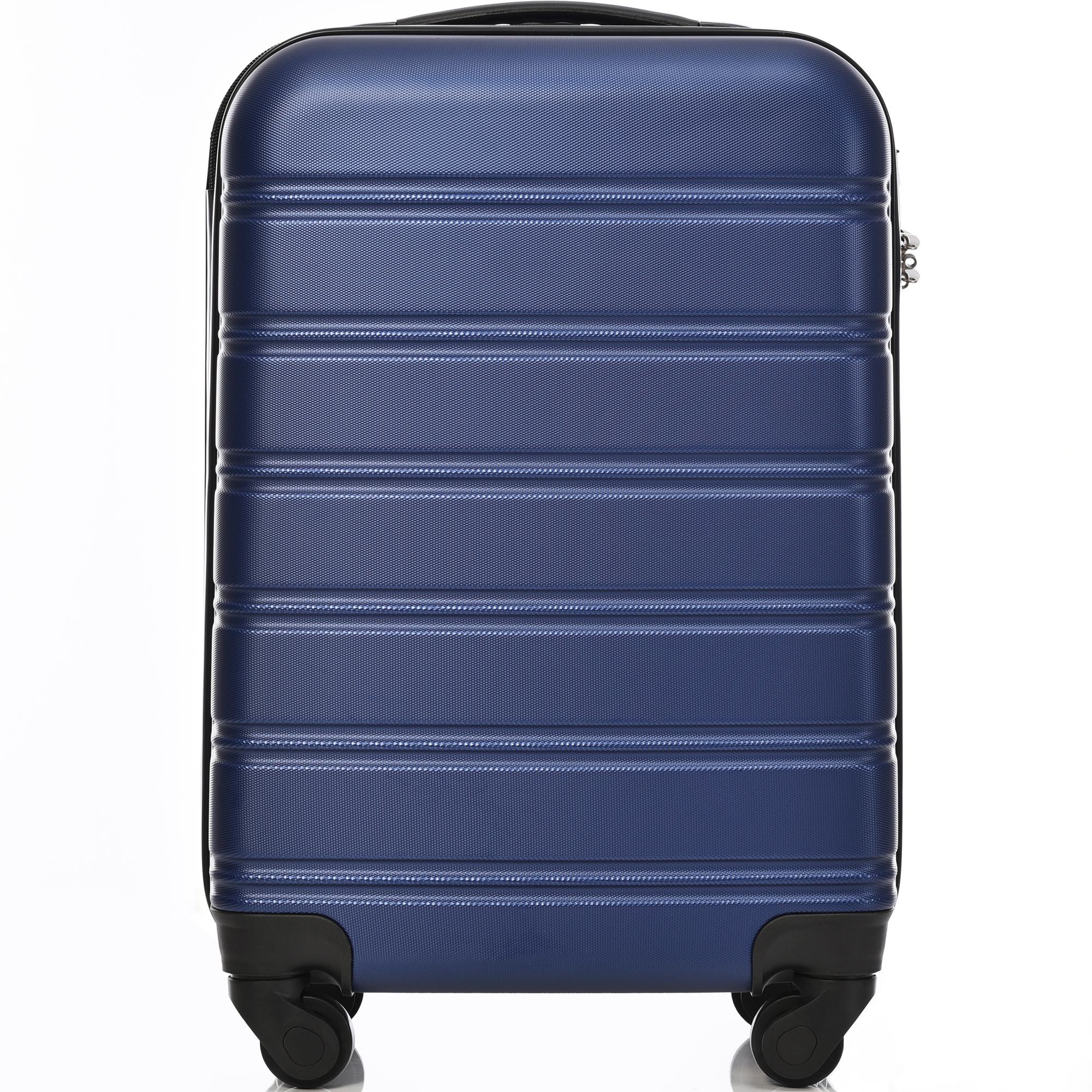 20" 4-Wheel ABS Hard Shell Travel Trolley Suitcase with Silent Universal Wheels, Luggage with Combination Lock, 35L × 23W × 57H cm, Deep Blue