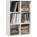 Six-Cube Bookcase Storage Unit with Anti-Tip Straps - White Wood Effect