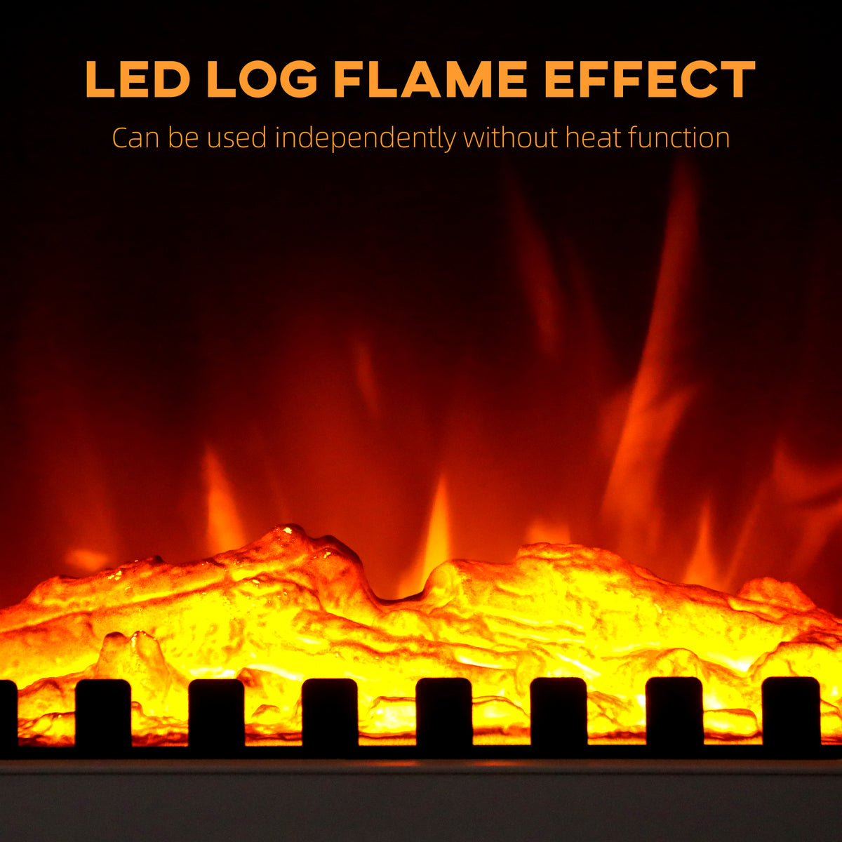 Freestanding Electric Stove Heater with LED Flame Effect, Overheating Safety, 1000W/2000W - White