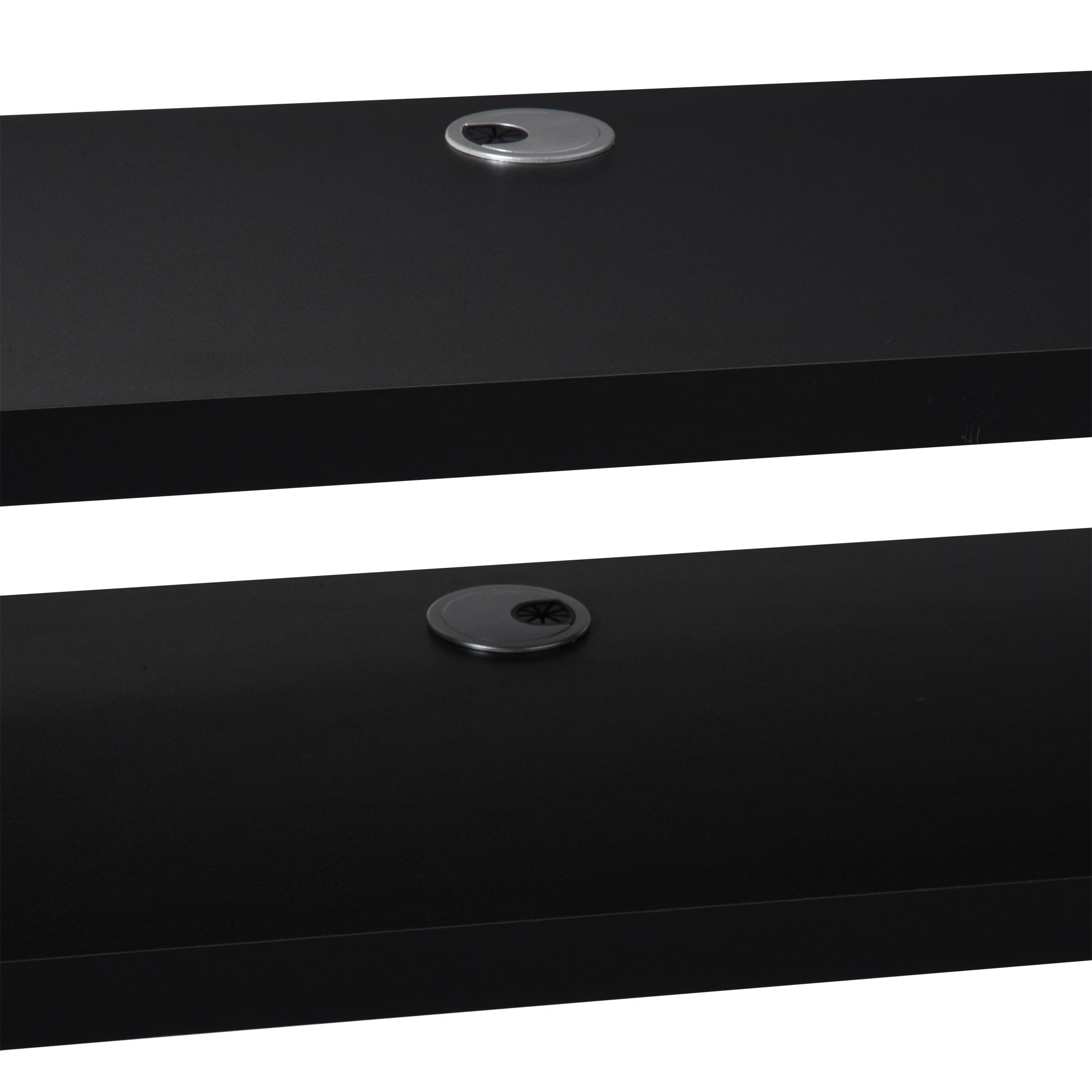 Floating Wall Mounted TV Unit with Open Shelf & Cable Holes - Black