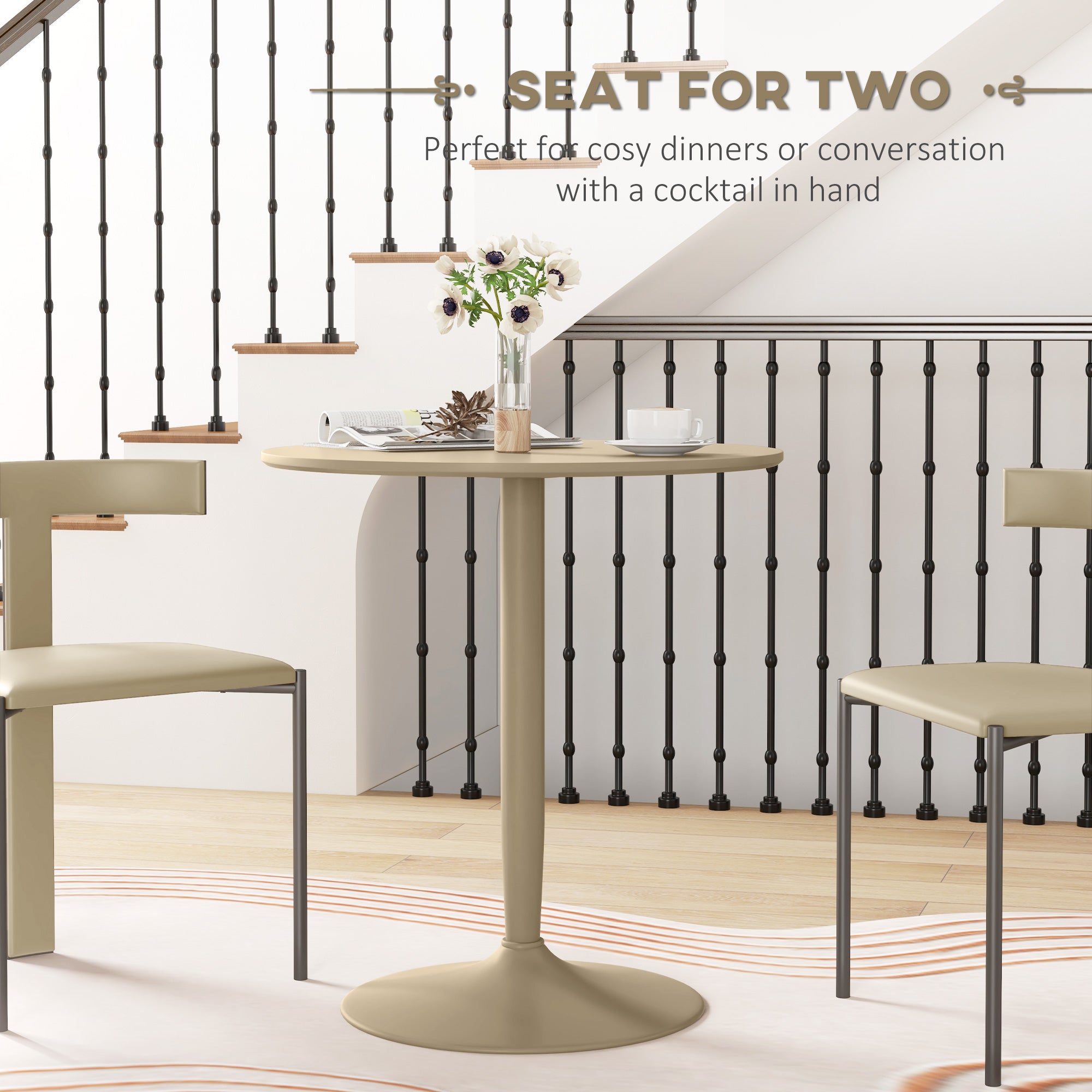 75H x 70cm Two-Person Minimalistic Dining Table - Light Brown