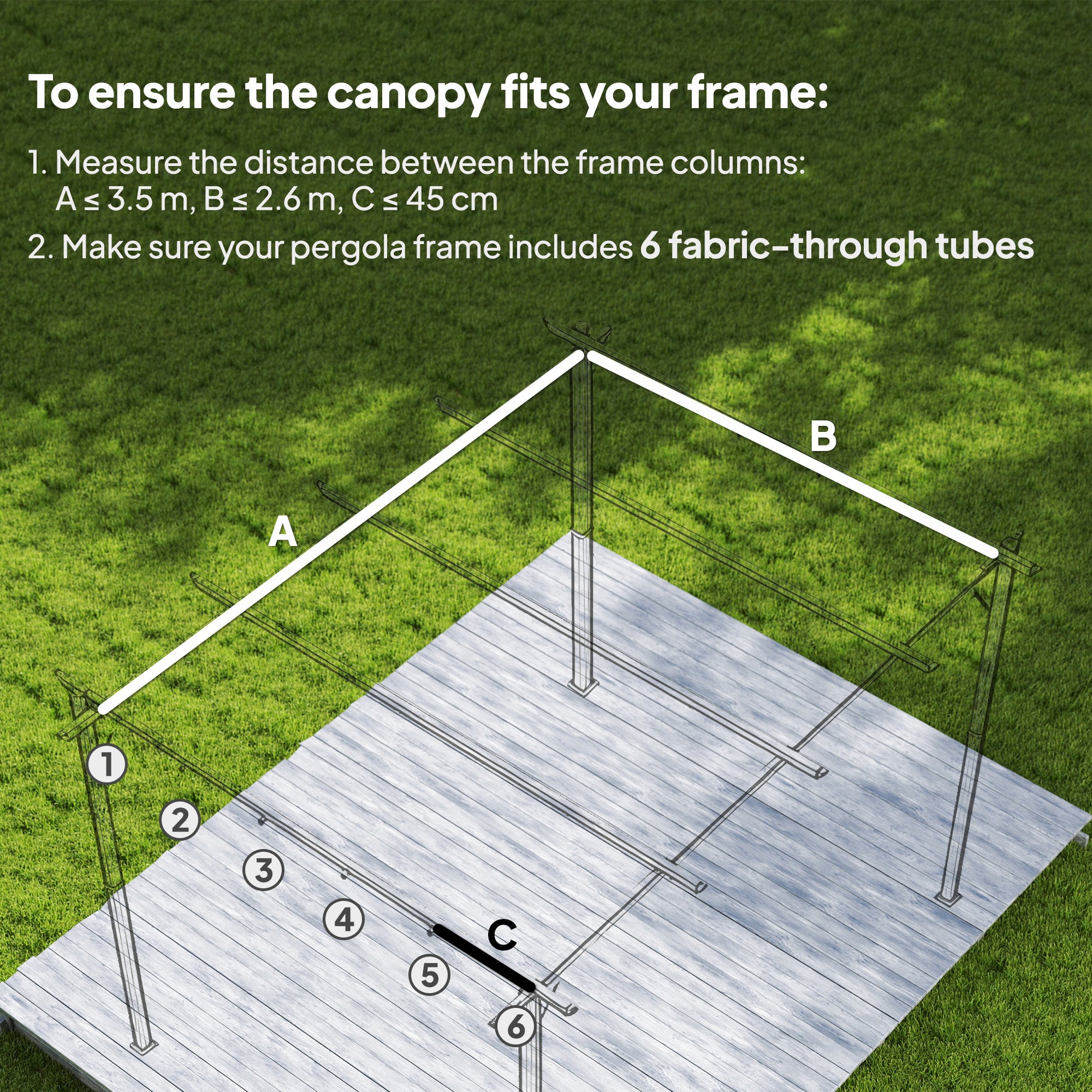 Retractable Pergola Cover, 3.5 x 2.6 m Replacement Canopy Fabric for 4 x 3 m Frame, Roof Top Only, Brown