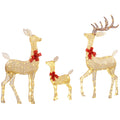 3-Piece Lighted Reindeer Christmas Decoration Set with 283 LED Lights for Indoor & Outdoor - Gold Tone