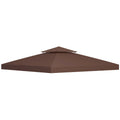 3x3 m Double-Tier Gazebo Canopy Replacement - Coffee